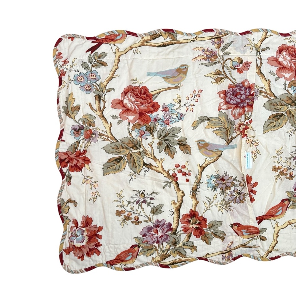 Waverly Charleston Chirp Quilted King Pillow Sham Scalloped Edge Floral - Picture 7 of 9